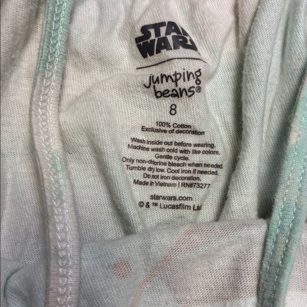 Star Wars Jumping Beans Mint Green Tie Dye Baby Yoda Romper - Picture 2 of 5